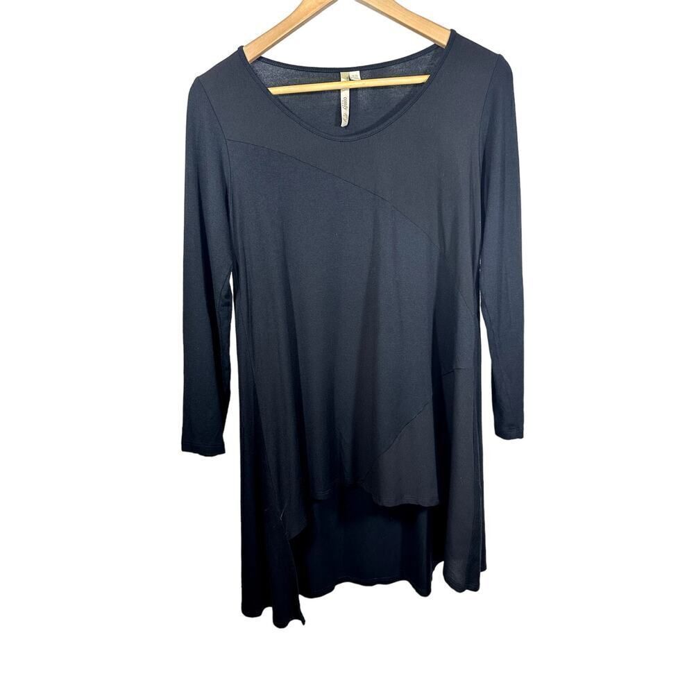 COMFY U.S.A. Women's Pullover Asymmetric Long Sleeve Tunic Top Black Extra Small